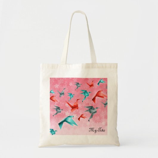Canvas tas Japanse Floral en Origami Crane Design (Voorkant)