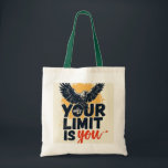 Canvas tas - 'Je enige limiet ben jij' Motivatie D<br><div class="desc">Draag een boodschap van motivatie en empowerment met je mee, waar je ook gaat met deze unieke canvas tas. Met een gedurfd, in het oog springend ontwerp met de uitdrukking 'JE ENIGE LIMIET BEN JIJ' en een stijgende vogelmotief, is deze tas perfect voor dagelijks gebruik, winkelen of als cadeau voor...</div>