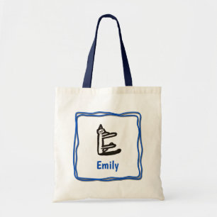 Canvas tas - Kat letter E met naam in Lijst