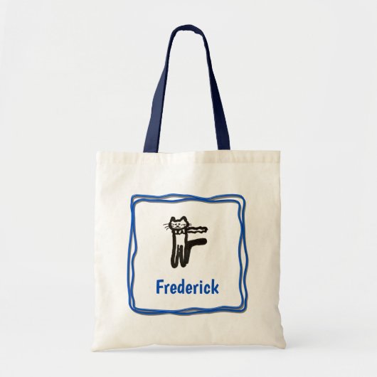 Canvas tas - Kat letter F met naam in Lijst (Voorkant)