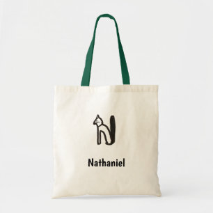 Canvas tas - Kat Letter N met naam