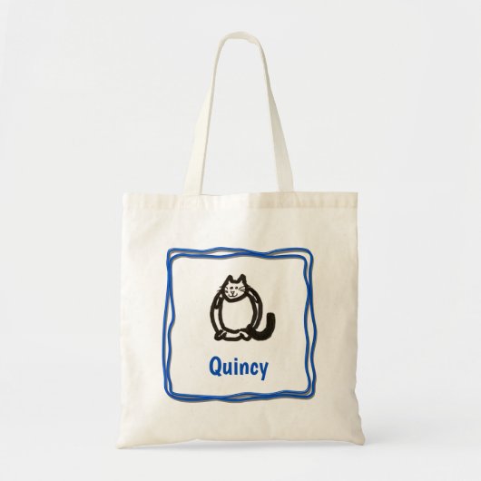 Canvas tas - Kat Letter Q met naam in Lijst (Voorkant)