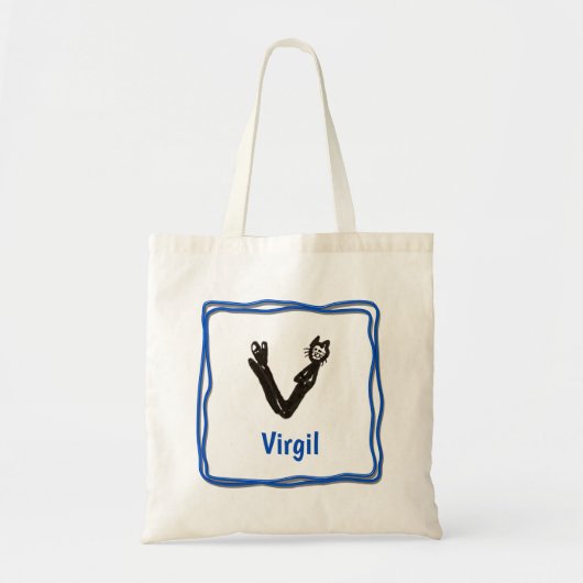 Canvas tas - Kat letter V met naam in Lijst (Voorkant)