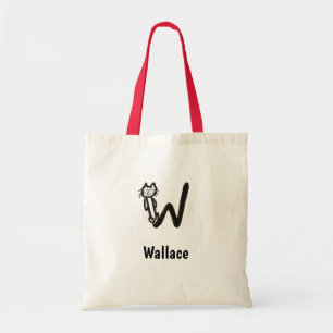 Canvas tas - Kat letter W met naam