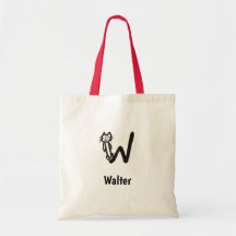 Canvas tas - Kat letter W met naam
