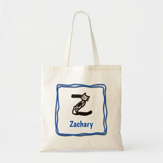 Canvas tas - Kat Letter Z met naam in Lijst (Voorkant)