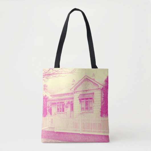 Canvas tas - "Kensington House" (roze/crème) (Voorkant)