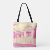 Canvas tas - "Kensington House" (roze/crème) (Achterkant)