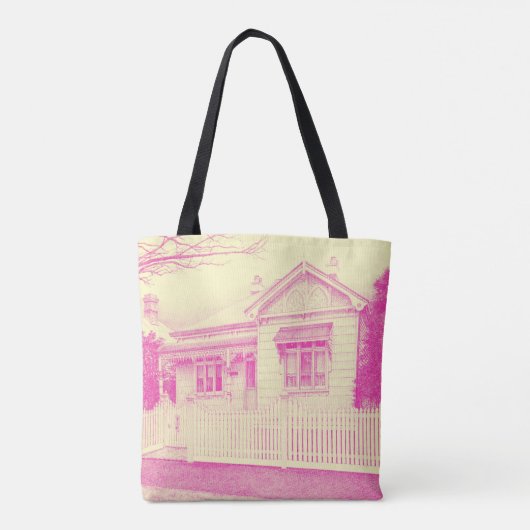 Canvas tas - "Kensington House" (roze/crème) (Achterkant)