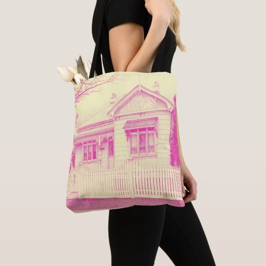 Canvas tas - "Kensington House" (roze/crème) (Dichtbij)