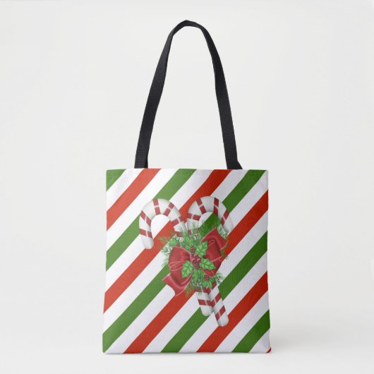 Canvas tas kerstsnoepsuikerriet (Voorkant)