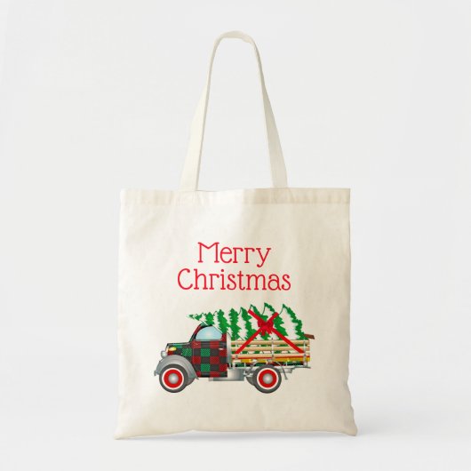 Canvas tas kerstttee Truck (Voorkant)