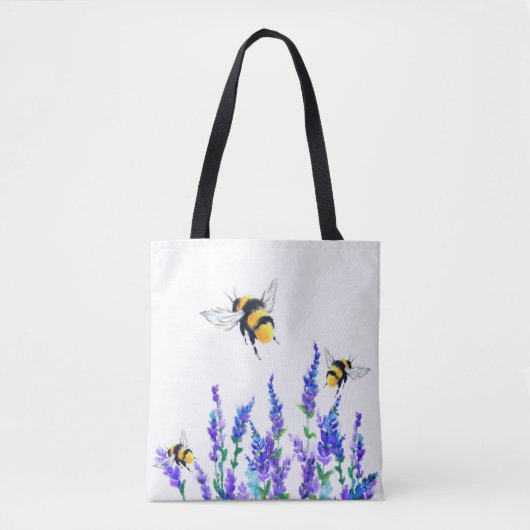 Canvas tas-lentevloeren bijen tote bag (Voorkant)