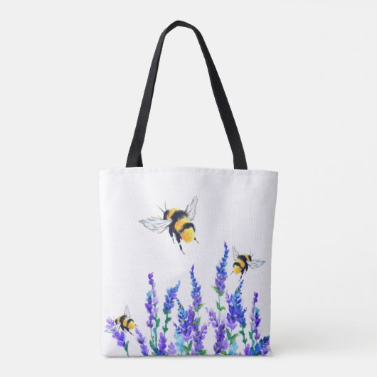 Canvas tas-lentevloeren bijen tote bag (Achterkant)