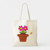 Canvas tas met aangetaste bloem en vlinder (Achterkant)