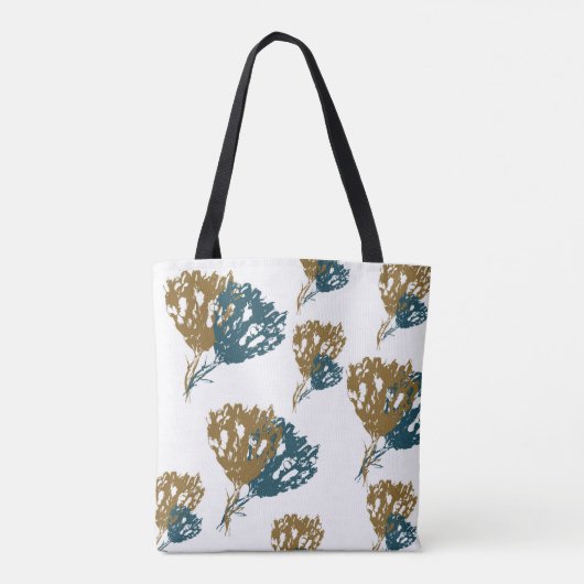 Canvas tas met Abstracte bloemen, Medium (Achterkant)