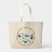 Canvas tas met blauw Butterflies & Floral design (Achterkant)
