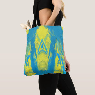 Canvas tas met blauw en gele masker