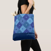 Canvas tas met blauw patroon (Dichtbij)