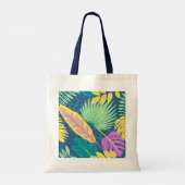 Canvas tas met blauwe kleurenhandvatten. (Achterkant)