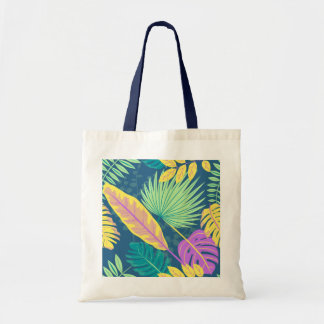 Canvas tas met blauwe kleurenhandvatten.