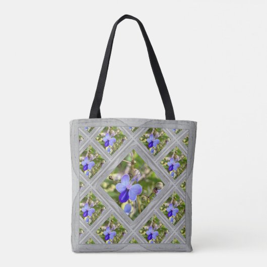 Canvas tas met Blue Butterfly Struik Flowers (Achterkant)