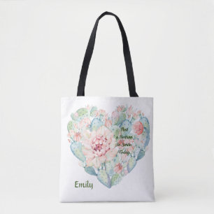 Canvas tas met Cactus Heart & Words