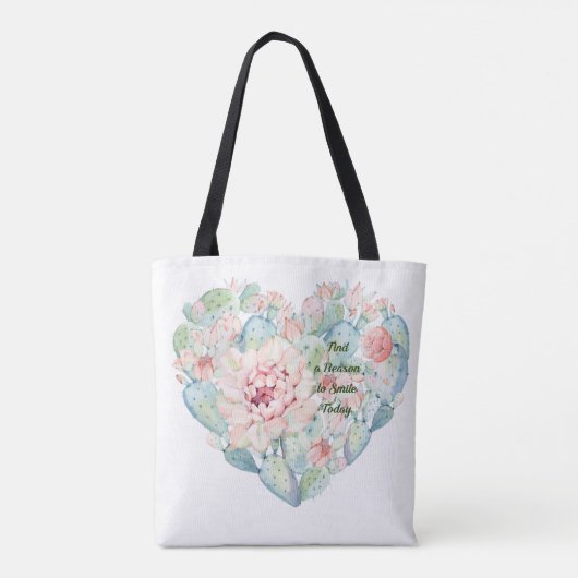 Canvas tas met Cactus Heart & Words (Achterkant)