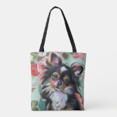 Canvas tas met Chihuahua art | bloem (Achterkant)