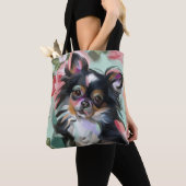 Canvas tas met Chihuahua art | bloem (Dichtbij)