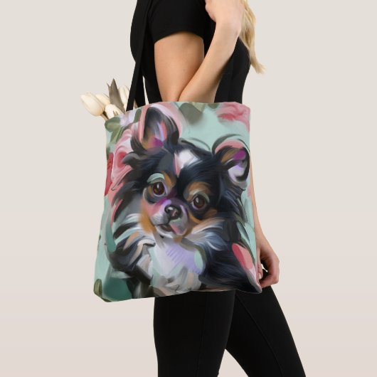 Canvas tas met Chihuahua art | bloem (Dichtbij)
