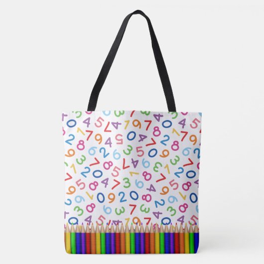 Canvas tas met cijfers en kleurpotloden (Voorkant)