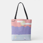 Canvas tas met een berg / oceaan scene (Achterkant)