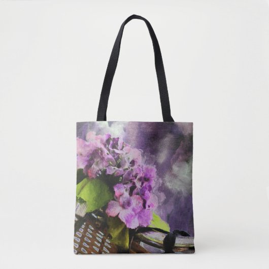 canvas tas met 'fiets en mandje' (Voorkant)