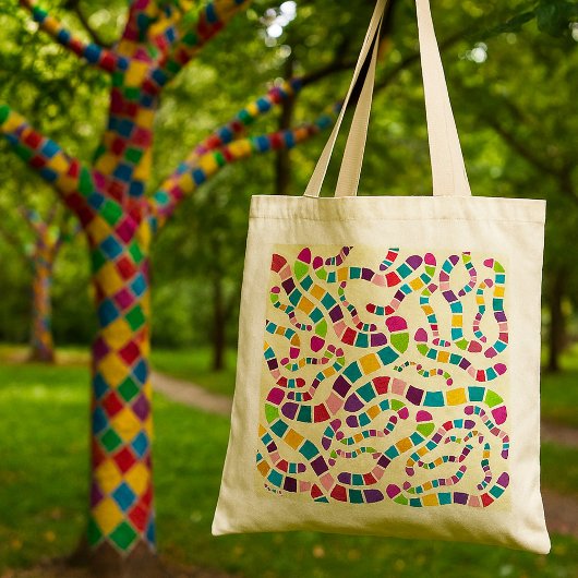 Canvas tas met gekleurde wormen