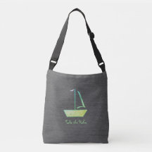 canvas tas met groene zeilboot
