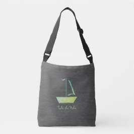 canvas tas met groene zeilboot
