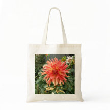 Canvas tas met grote oranje bloem