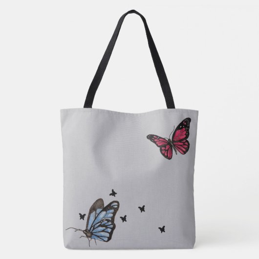 canvas tas met het gezicht van Vrouw en Butterflie (Achterkant)
