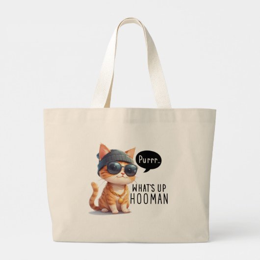 Canvas tas met Hipster Cat Design-Stay Humble (Achterkant)