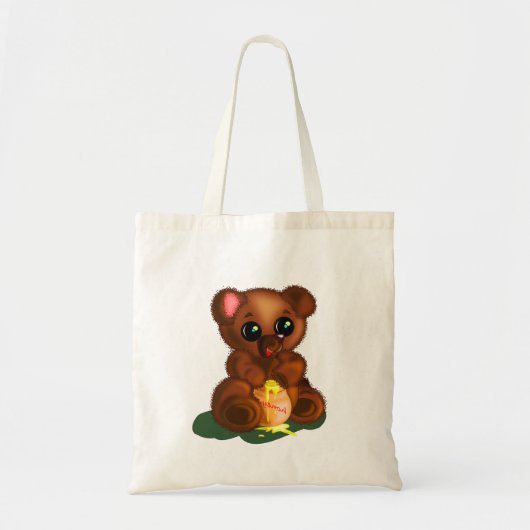 Canvas tas met kattenhoningBeer - Schilderen (Voorkant)