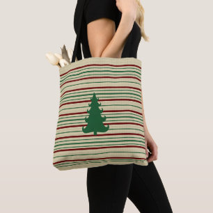 Canvas tas met kerstboomstreep