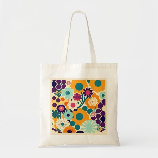Canvas tas met kleurrijke bloemenpatronen (Voorkant)