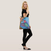 Canvas tas met kolibrie en bloemen potlood kunst (Op model)
