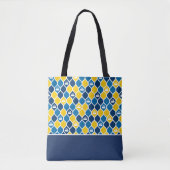Canvas tas met krulling - blauw/geel (Voorkant)
