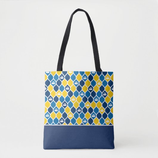 Canvas tas met krulling - blauw/geel (Voorkant)