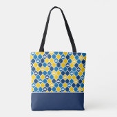 Canvas tas met krulling - blauw/geel (Achterkant)