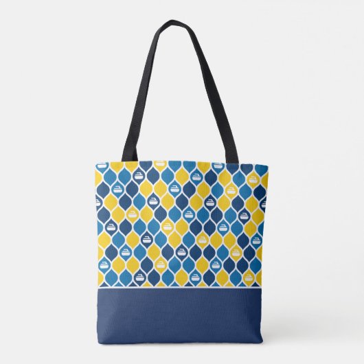 Canvas tas met krulling - blauw/geel (Achterkant)