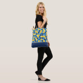 Canvas tas met krulling - blauw/geel (Op model)