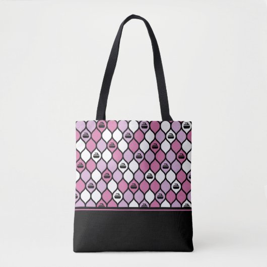 Canvas tas met krulling - roze/zwart (Voorkant)
